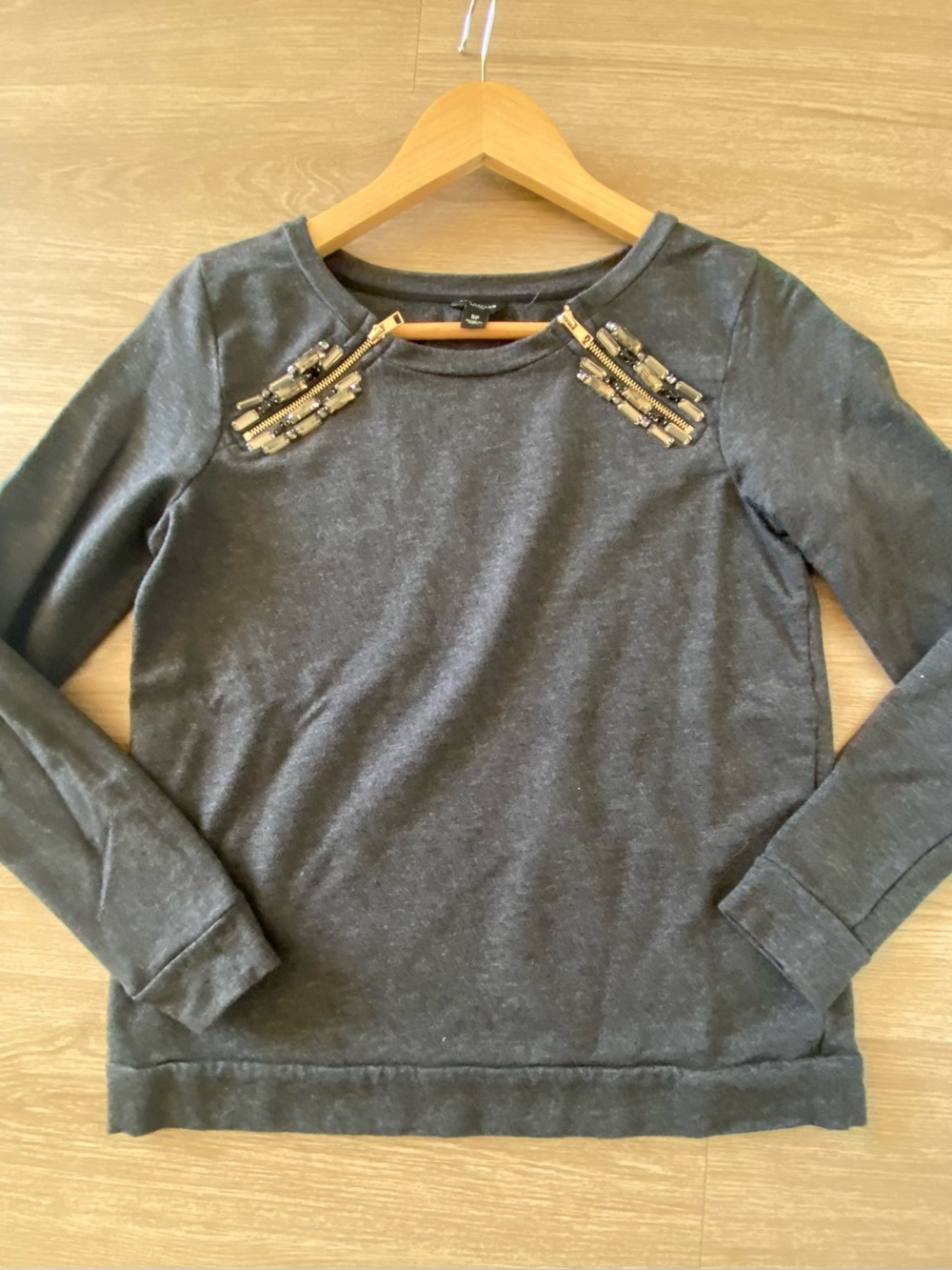 Ann Taylor - Women’s Embellished Crewneck Sweatshirt - Gray